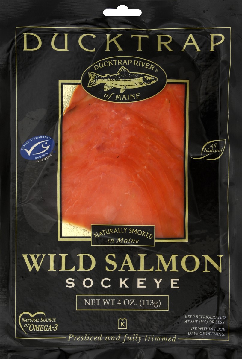 slide 1 of 4, Ducktrap River of Maine Traditional Cold Smoked Wild Sockeye Salmon 4 oz, 4 oz