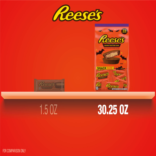 slide 18 of 19, REESE'S Milk Chocolate Peanut Butter Snack Size, Halloween Cups Candy Bag, 30.25 oz (55-piece), 30.25 oz