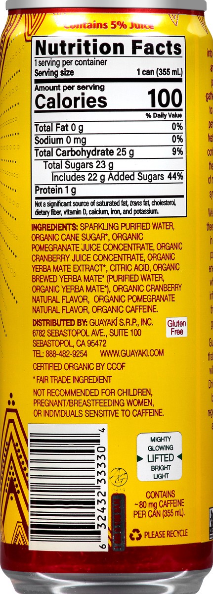 slide 3 of 9, Guayaki Sparkling Organic Cranberry Pomegranate Yerba Mate 12 fl oz, 12 oz