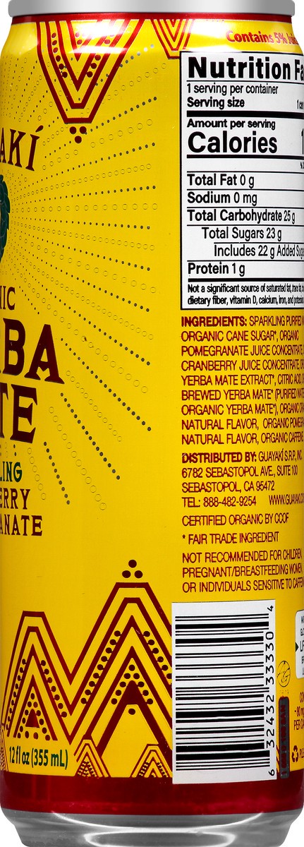 slide 4 of 9, Guayaki Sparkling Organic Cranberry Pomegranate Yerba Mate 12 fl oz, 12 oz