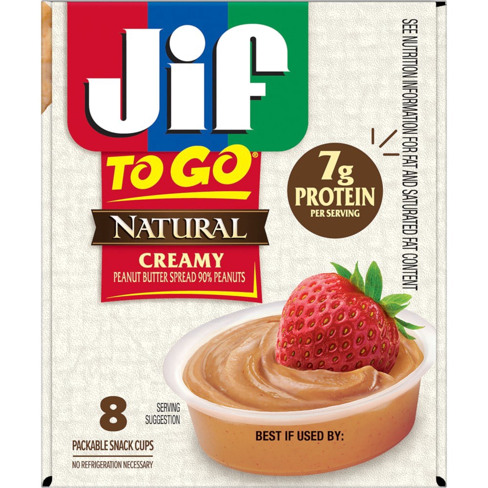 slide 4 of 4, Jif To Go Natural Peanut Butter Snack Cups, 8 ct / 1.1 oz
