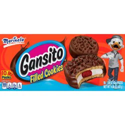 Marinela Gansito Strawberry and Crème Filled Cookies, 10 packs, Cookies, 14.8 oz Multipack