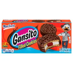 Marinela Gansito Strawberry and Crème Filled Cookies, 10 packs, Cookies, 14.8 oz Multipack