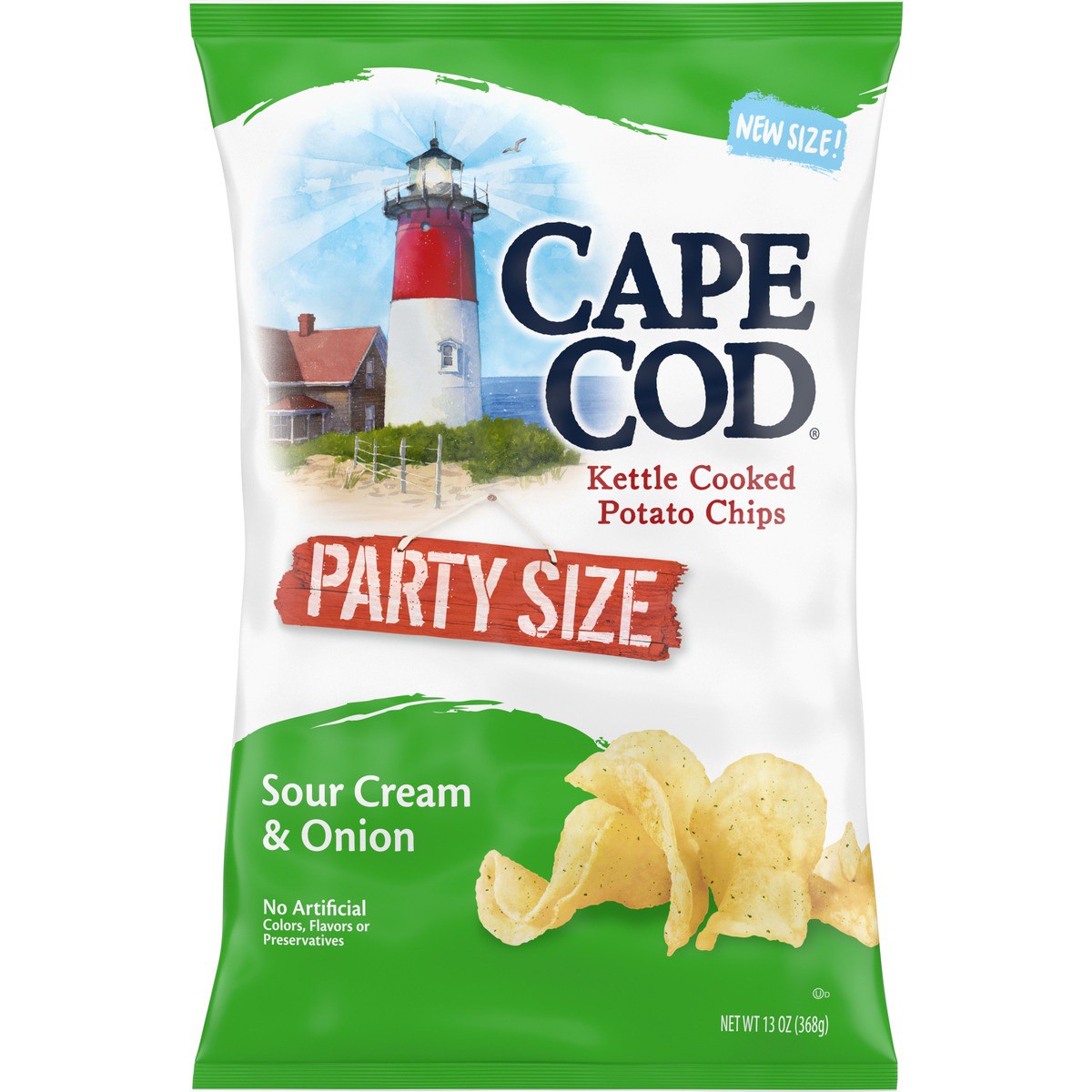 slide 1 of 5, Cape Cod Potato Chips, Sour Cream and Onion Kettle Chips, 13 Oz Party Size, 13 oz