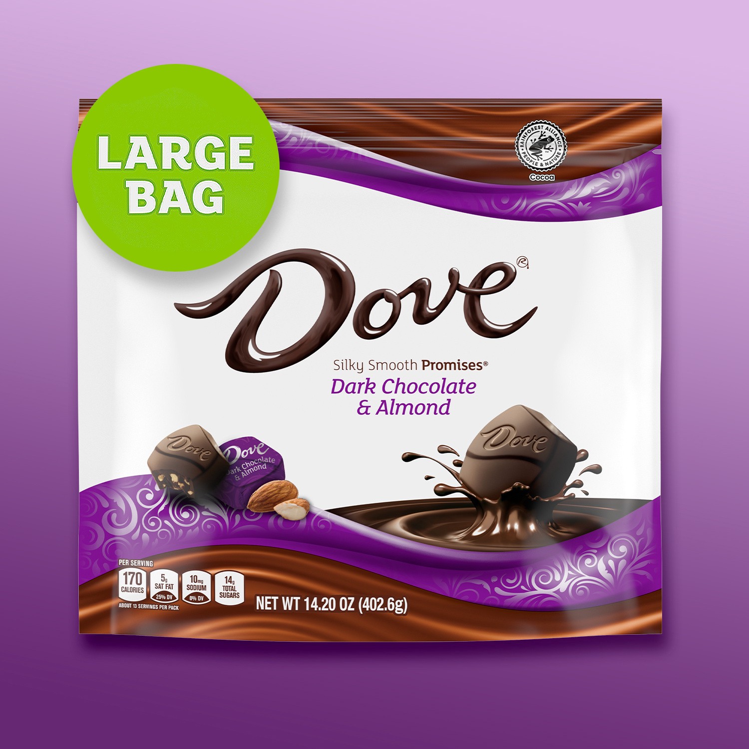 slide 2 of 8, DOVE PROMISES Dark Chocolate Almond Candy Individually Wrapped, 14.2 oz Bag, 14.2 oz