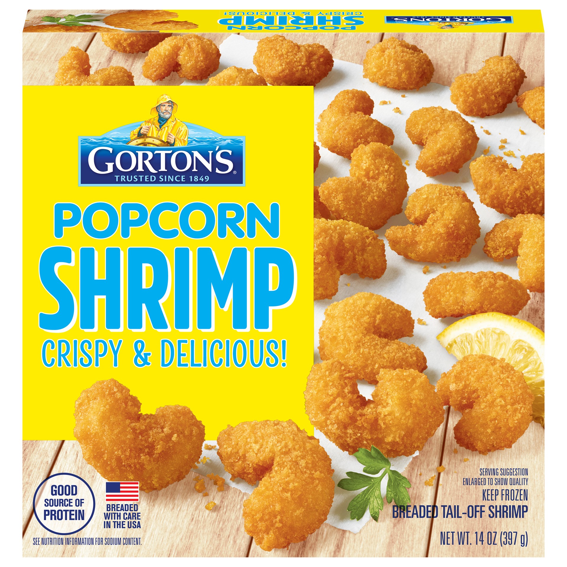 slide 7 of 10, Gorton's Popcorn Shrimp 100% Whole, Tail-Off Shrimp, Breaded with Crunchy Panko Breadcrumbs, Frozen, 14 Ounce Package, 14 oz