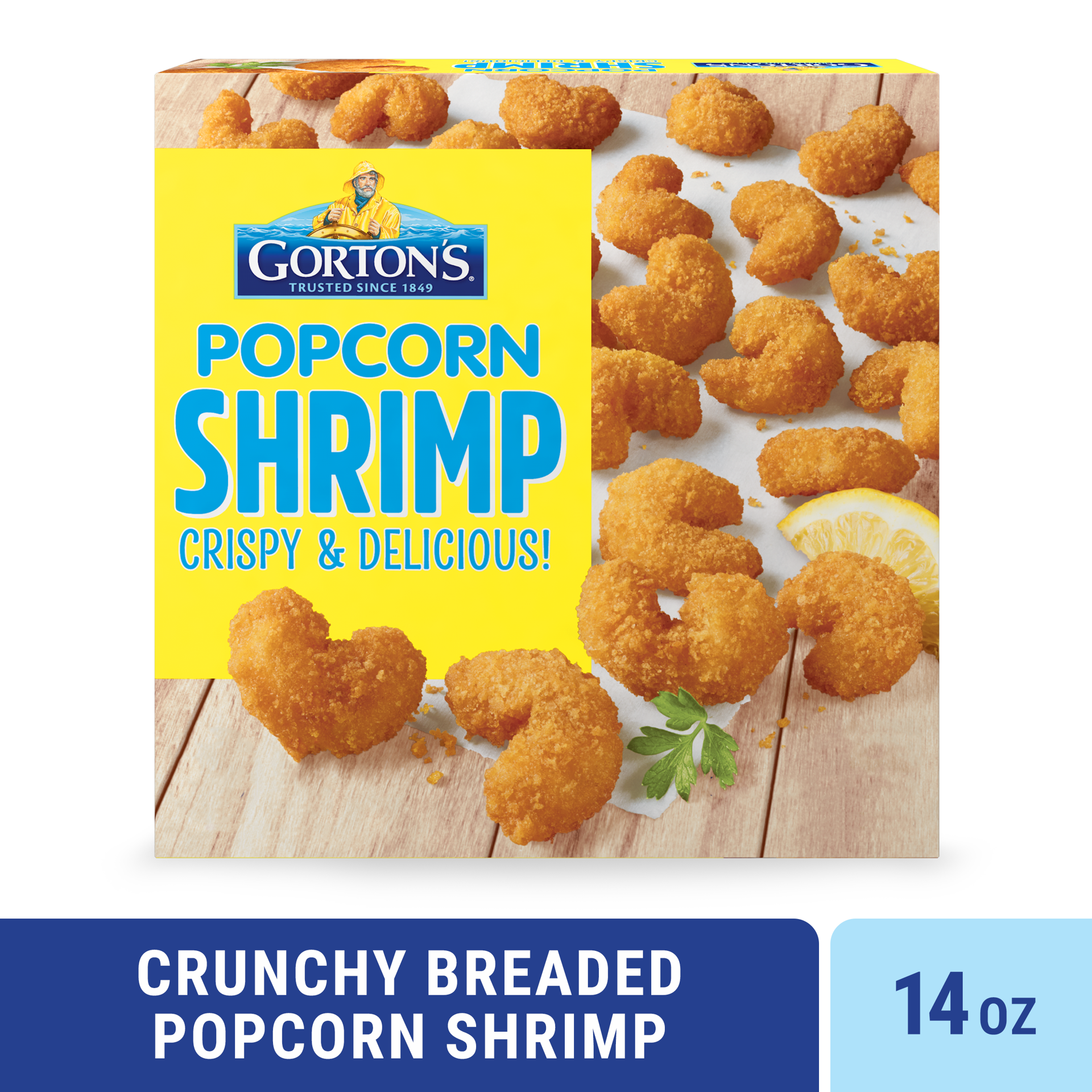 slide 1 of 10, Gorton's Popcorn Shrimp 100% Whole, Tail-Off Shrimp, Breaded with Crunchy Panko Breadcrumbs, Frozen, 14 Ounce Package, 14 oz