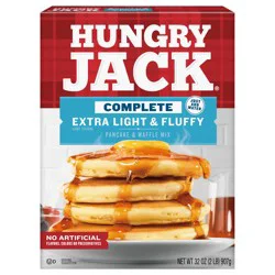 Hungry Jack Complete Extra Light and Fluffy Pancake Mix and Waffle Mix, 32 Oz Box