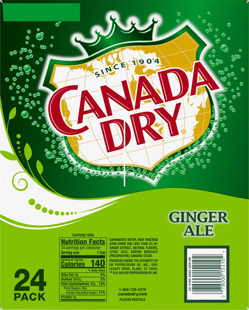 slide 2 of 7, Canada Dry Ginger Ale Soda, 12 fl oz cans, 24 pack, 24 ct; 12 fl oz