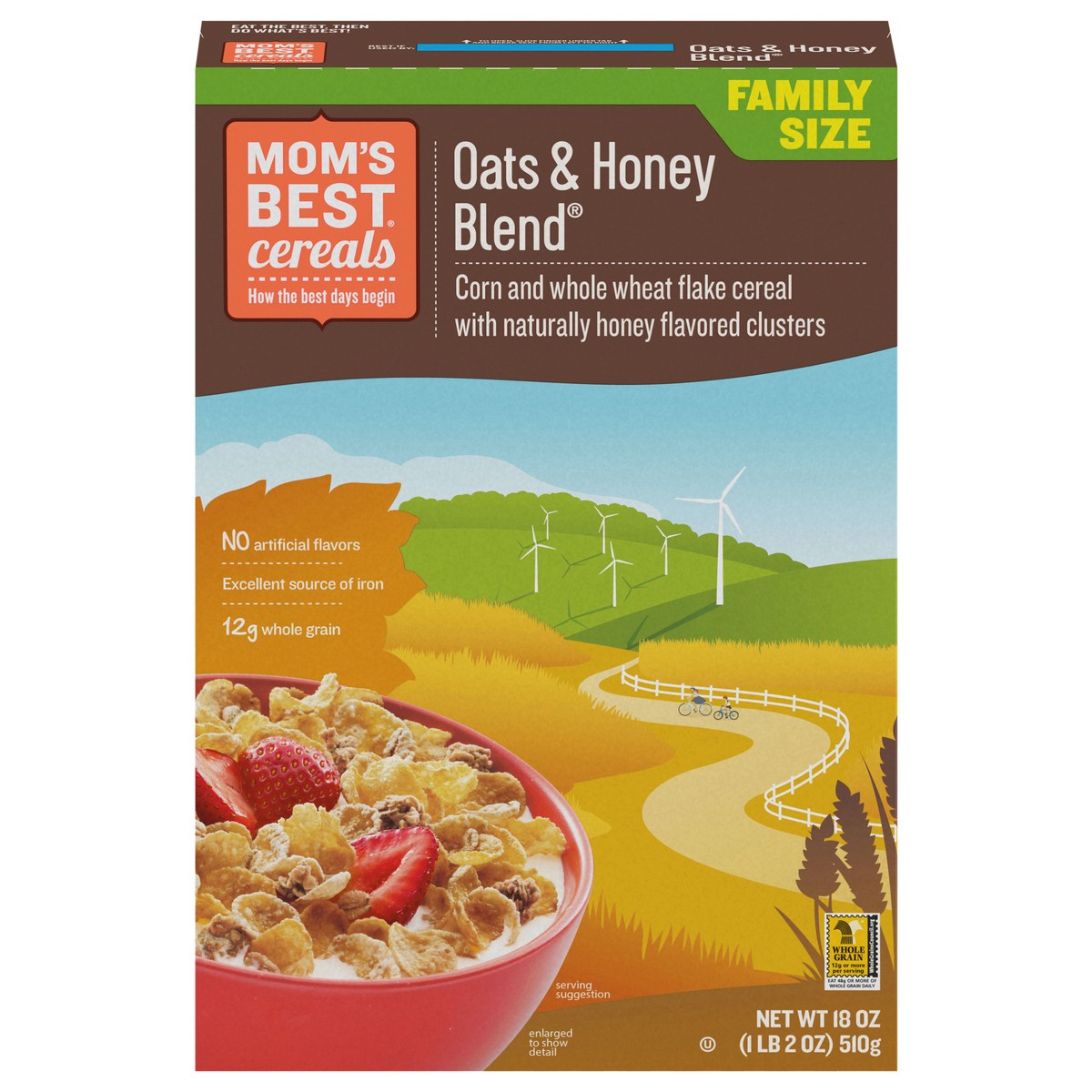 slide 11 of 14, MOM's Best Cereals Mom's Best Oats and Honey Blend Cereal, Made with Whole Grain, Heart Healthy, No High Fructose Corn Syrup, Kosher, 18 Oz Box, 18 oz