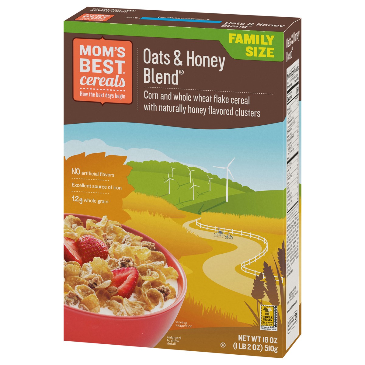 slide 5 of 14, MOM's Best Cereals Mom's Best Oats and Honey Blend Cereal, Made with Whole Grain, Heart Healthy, No High Fructose Corn Syrup, Kosher, 18 Oz Box, 18 oz