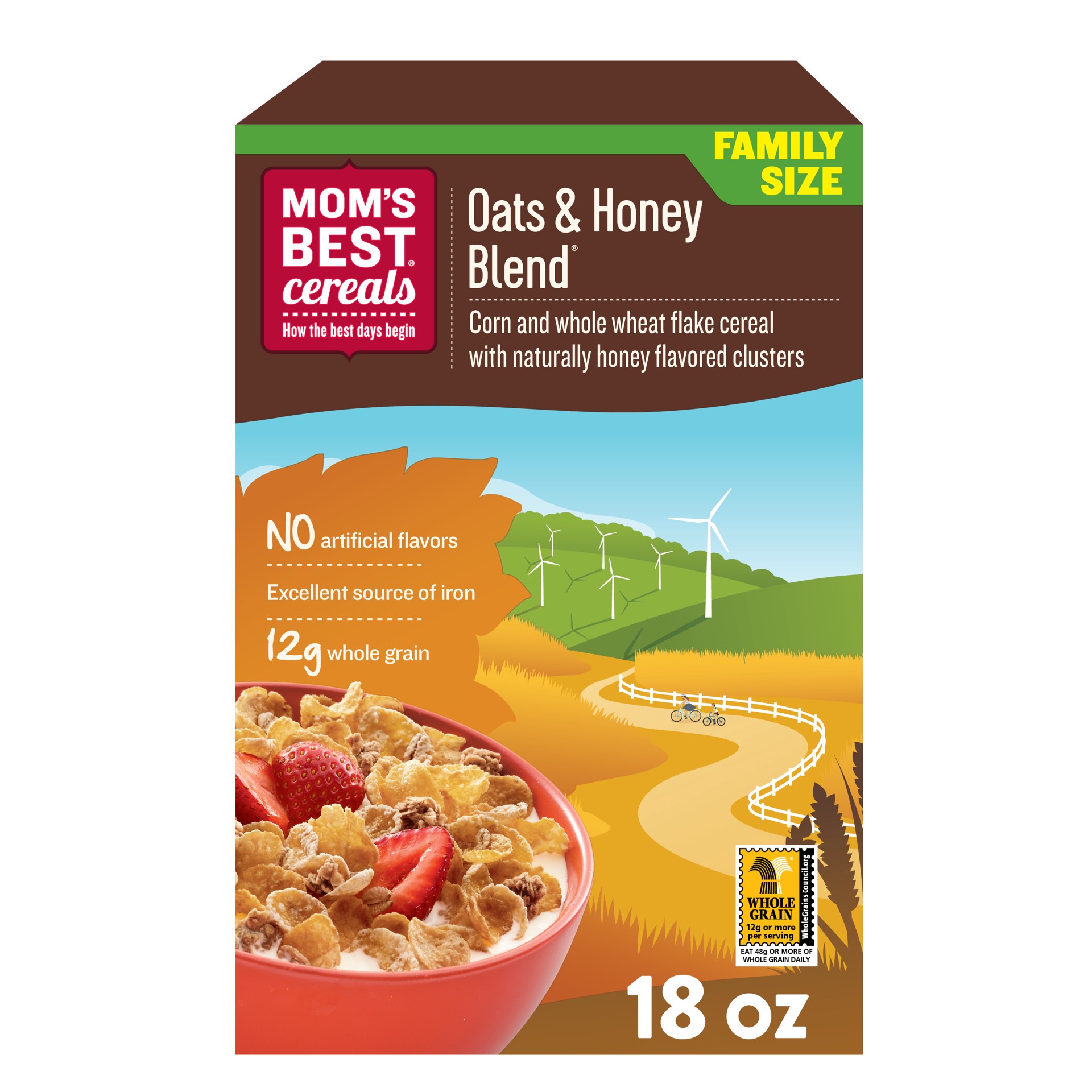 slide 1 of 14, MOM's Best Cereals Mom's Best Oats and Honey Blend Cereal, Made with Whole Grain, Heart Healthy, No High Fructose Corn Syrup, Kosher, 18 Oz Box, 18 oz