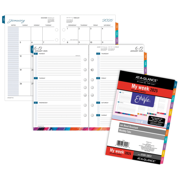 slide 2 of 5, 2025 At-A-Glance Ettavee Weekly/Monthly Planner Refill, 5-1/2"" X 8-1/2"", Art & Design, January 2025 To December 2025, Ev81-285Y, 1 ct