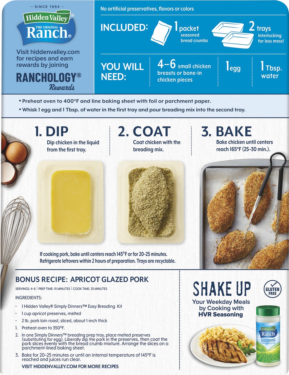 slide 9 of 10, Hidden Valley The Original Ranch Simply Dinners Original Breading Kit 3.38 oz, 3.38 oz