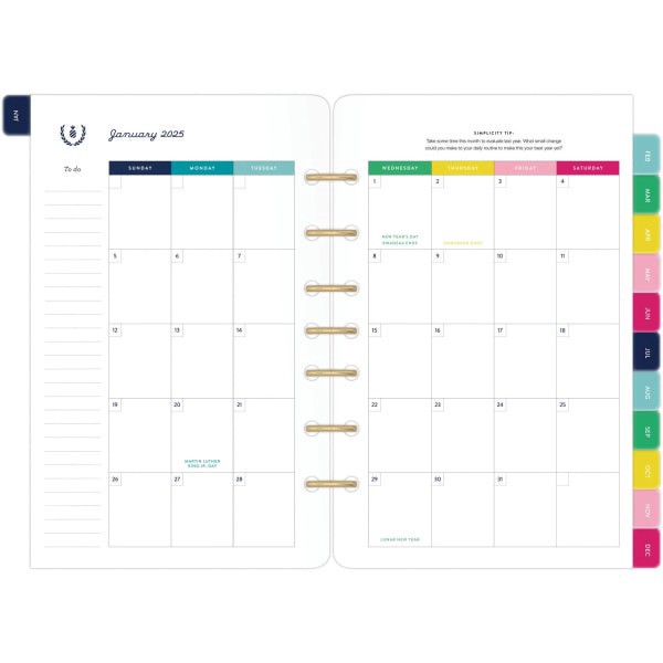 slide 3 of 4, 2025 Simplified By Emily Ley For At-A-Glance Weekly/Monthly Organizer Set, Desk Size, Happy Stripe, January To December, 1 ct