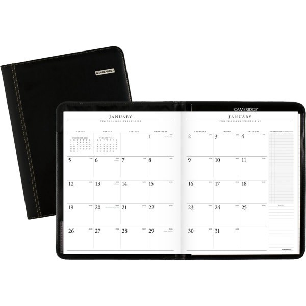 slide 2 of 3, 2025-2026 At-A-Glance Executive Monthly Padfolio, 9"" X 11"", January To January, Black, 702900525, 1 ct