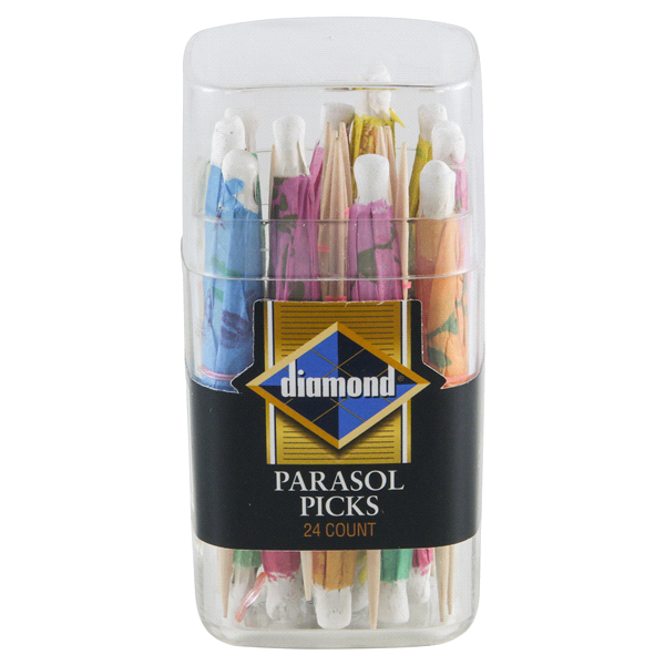 slide 1 of 1, Diamond Parasol Toothpicks, 24 ct