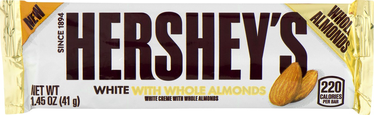 slide 6 of 7, Hershey's White Creme with Whole Almonds Candy, 1.45 oz, Bar, 1.45 oz