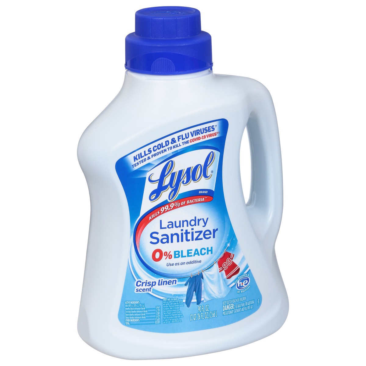 slide 4 of 9, Lysol 0% Bleach Crisp Linen Scent Laundry Sanitizer 90 fl oz, 90 fl oz