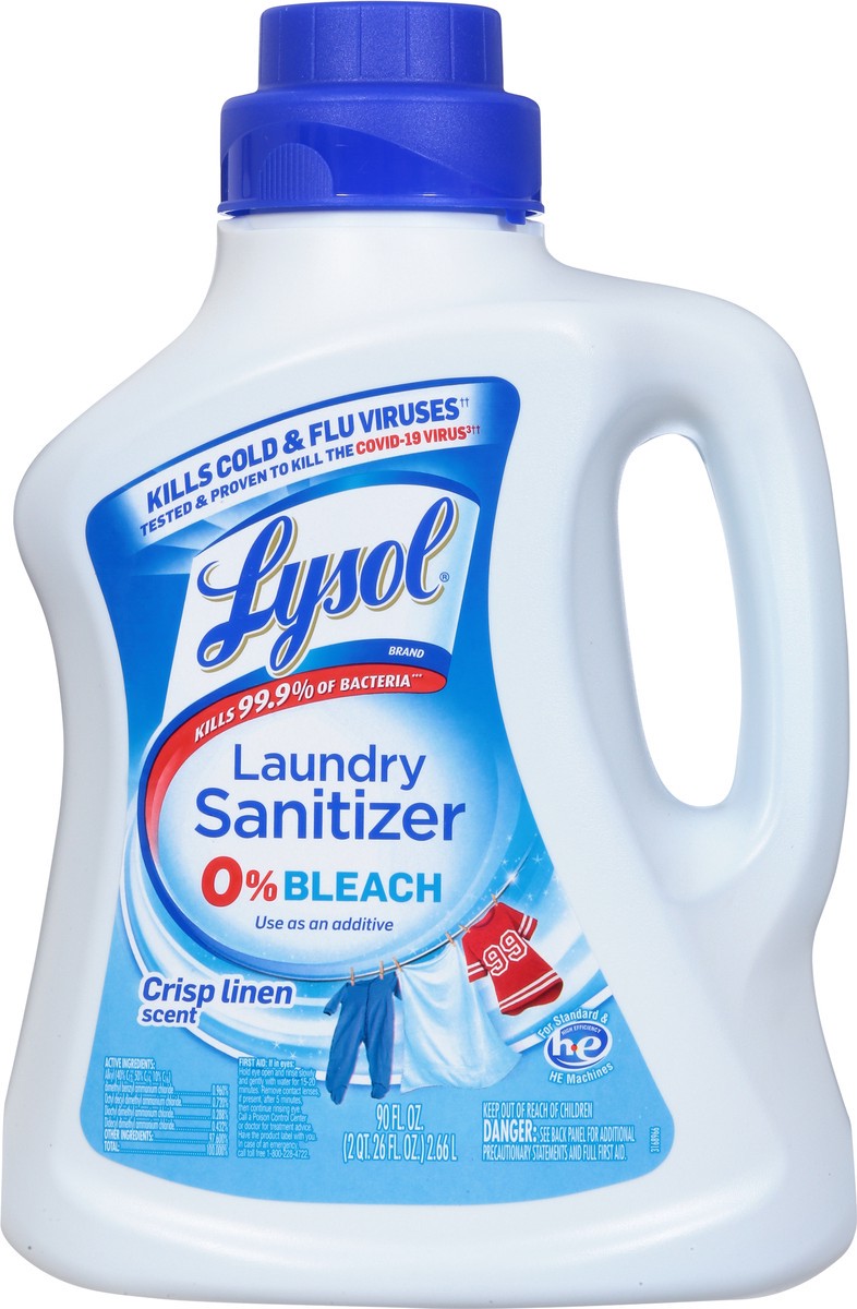 slide 3 of 9, Lysol 0% Bleach Crisp Linen Scent Laundry Sanitizer 90 fl oz, 90 fl oz