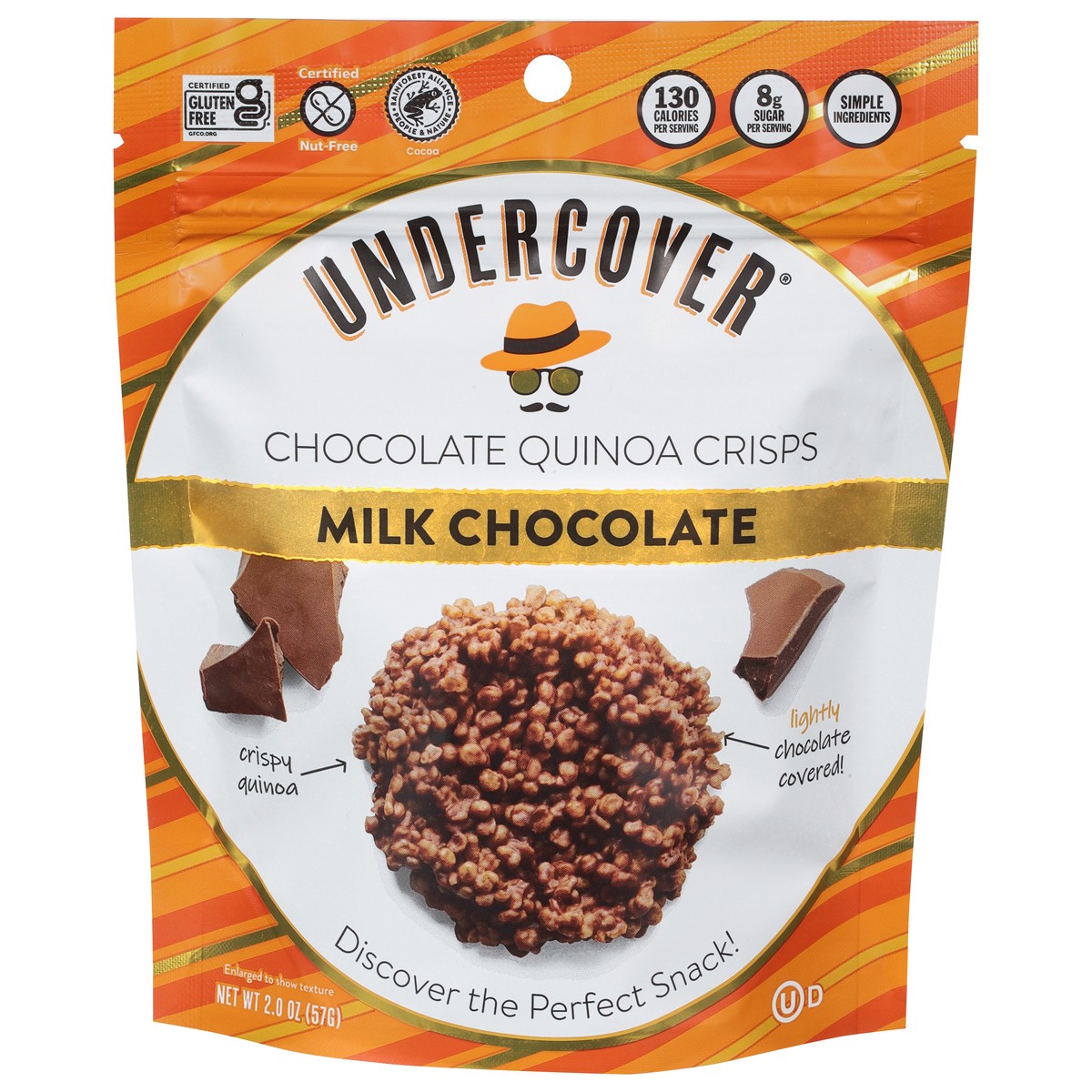 slide 1 of 9, Undercover Crispy Quinoa Milk Chocolate, 2 oz