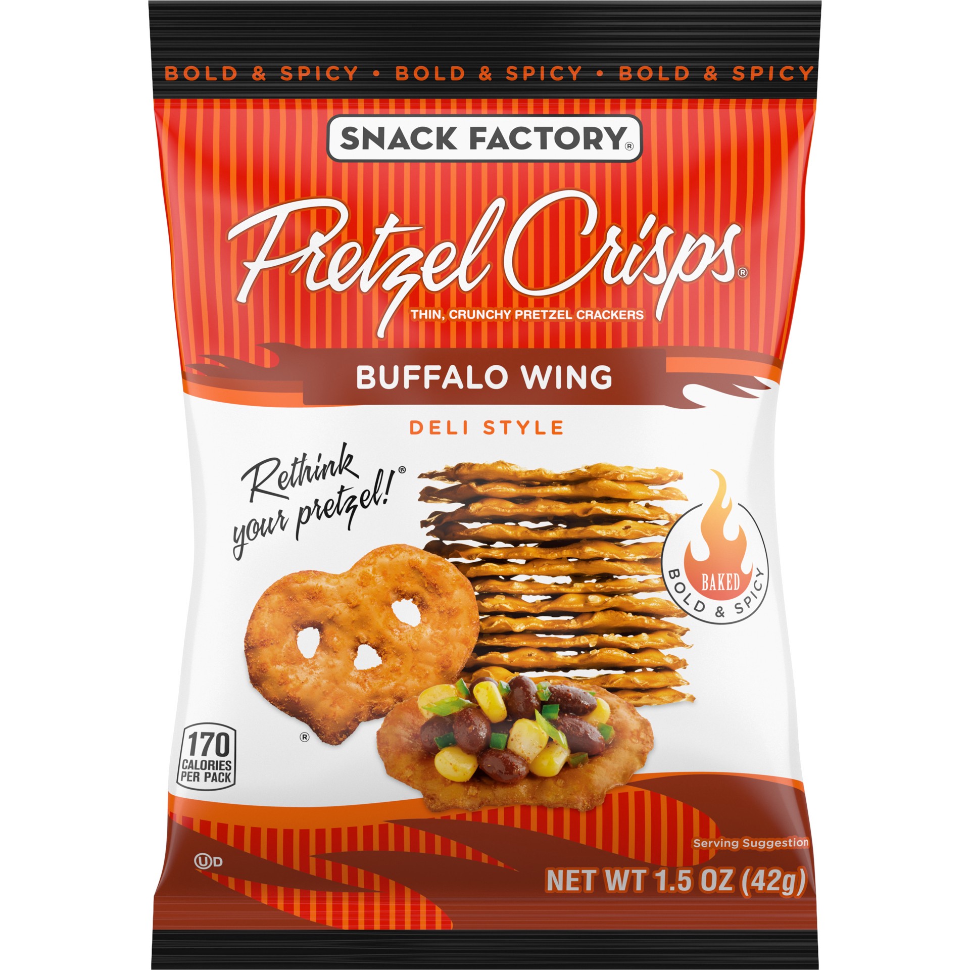 slide 1 of 5, Snack Factory Pretzel Crisps, Buffalo Wing, Individual Snack Pack, 1.5 Oz, 1.5 oz