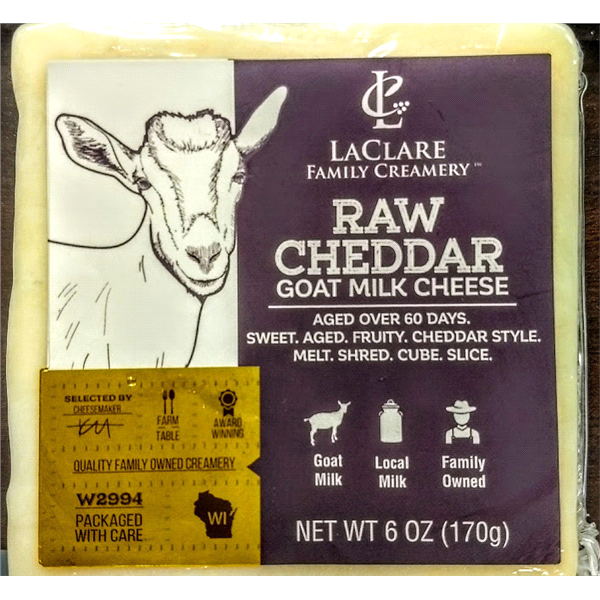 slide 1 of 9, LaClare Family Creamery Raw Cheddar Goat Milk Cheese 6 oz, 6 oz