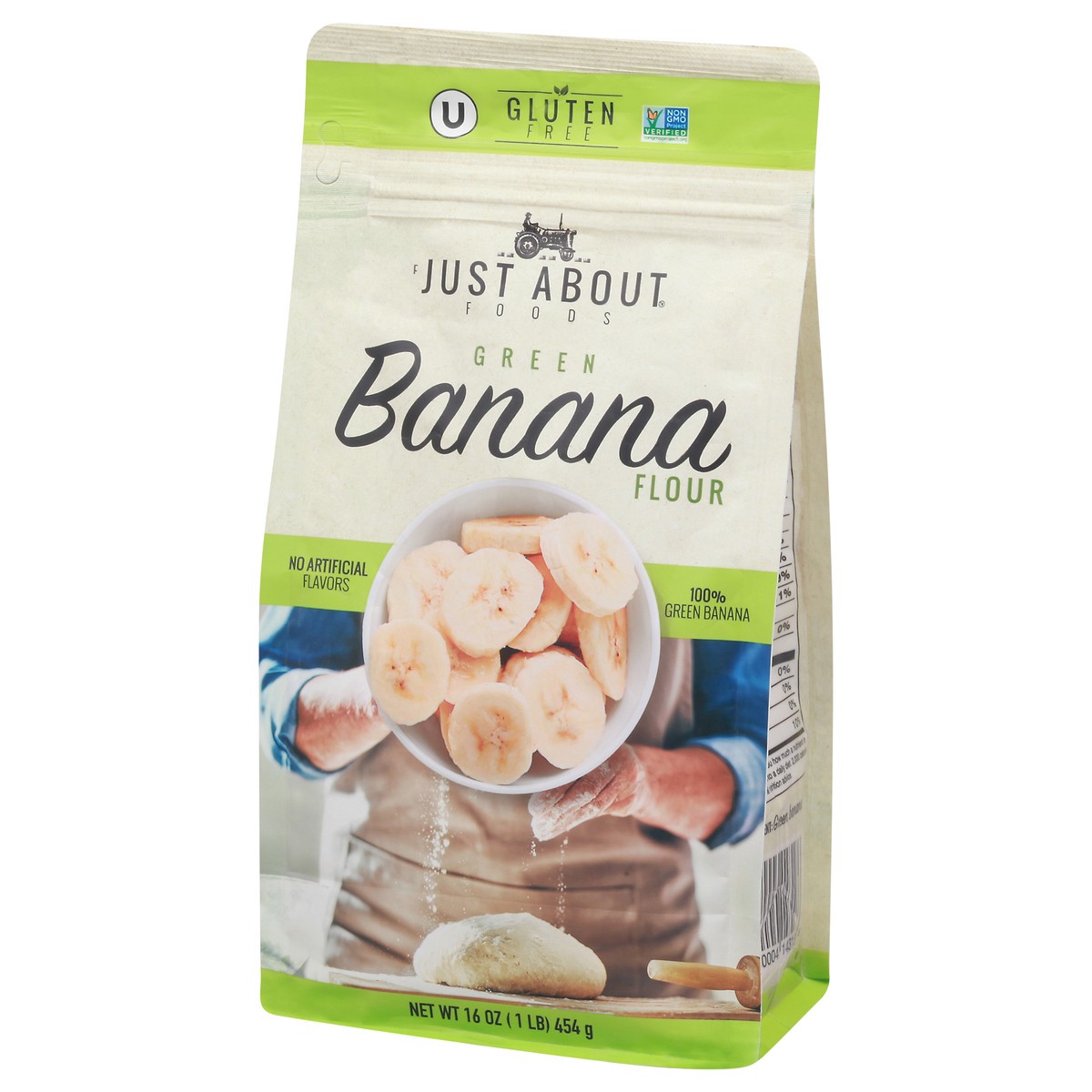 slide 14 of 14, Just About Foods Organic Green Banana Flour, 16 oz
