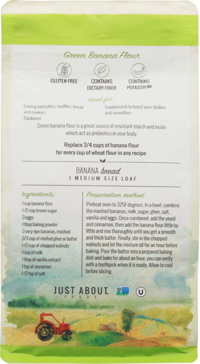 slide 8 of 14, Just About Foods Organic Green Banana Flour, 16 oz