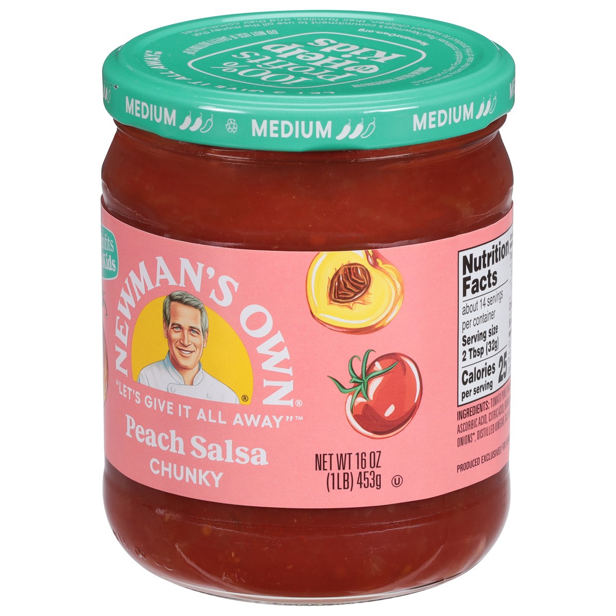 slide 9 of 9, Newman's Own Medium Peach Salsa, 16 oz