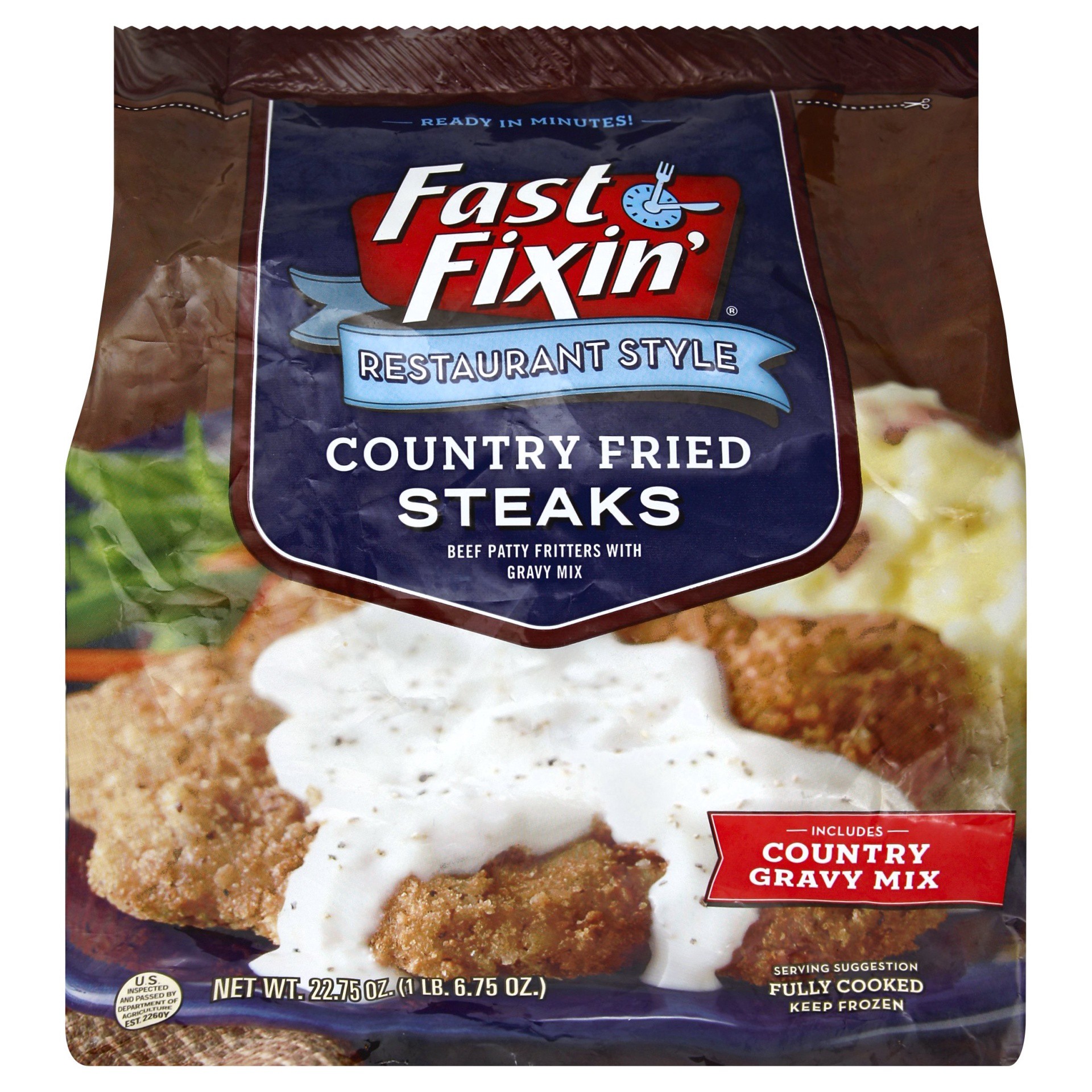 slide 1 of 1, FAST FIXIN RESTAURANT STYLE Fast Fixin' Restaurant Style Country Fried Steaks with Gravy Mix, 22.75 oz, 644.95 g