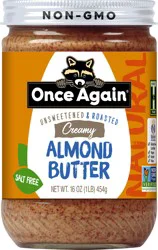 Once Again Unsweetened & Roasted Salt Free Creamy Almond Butter