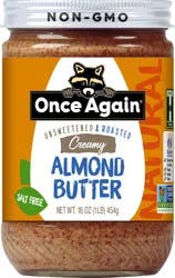 Once Again Unsweetened & Roasted Salt Free Creamy Almond Butter