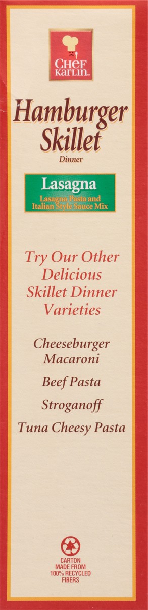 slide 12 of 13, Chef Karlin Lasagna Hamburger Skillet Dinner 6.4 oz, 6.4 oz