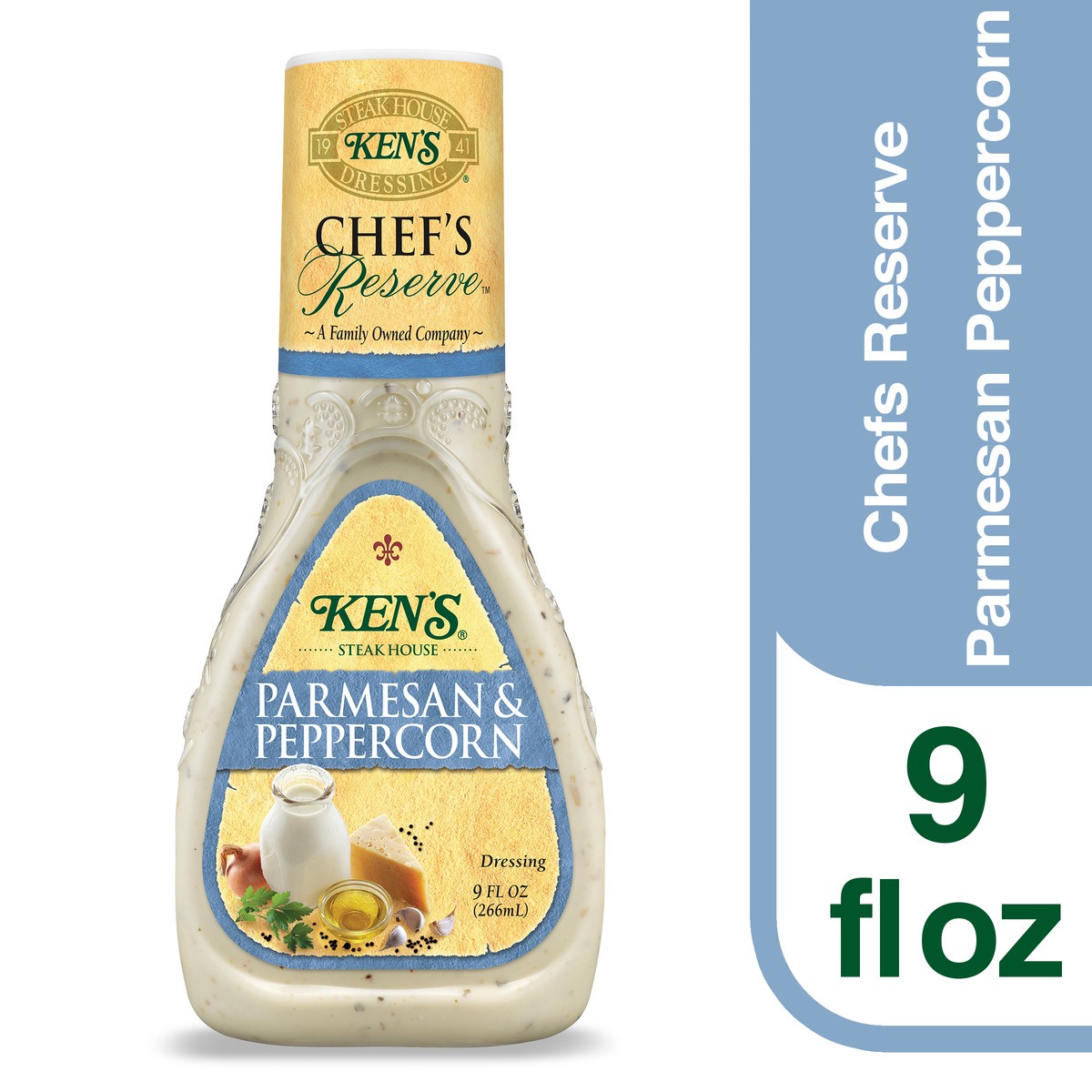 slide 1 of 9, Ken's Steak House Chef's Reserve Parmesan & Peppercorn Salad Dressing 9 fl oz, 9 fl oz