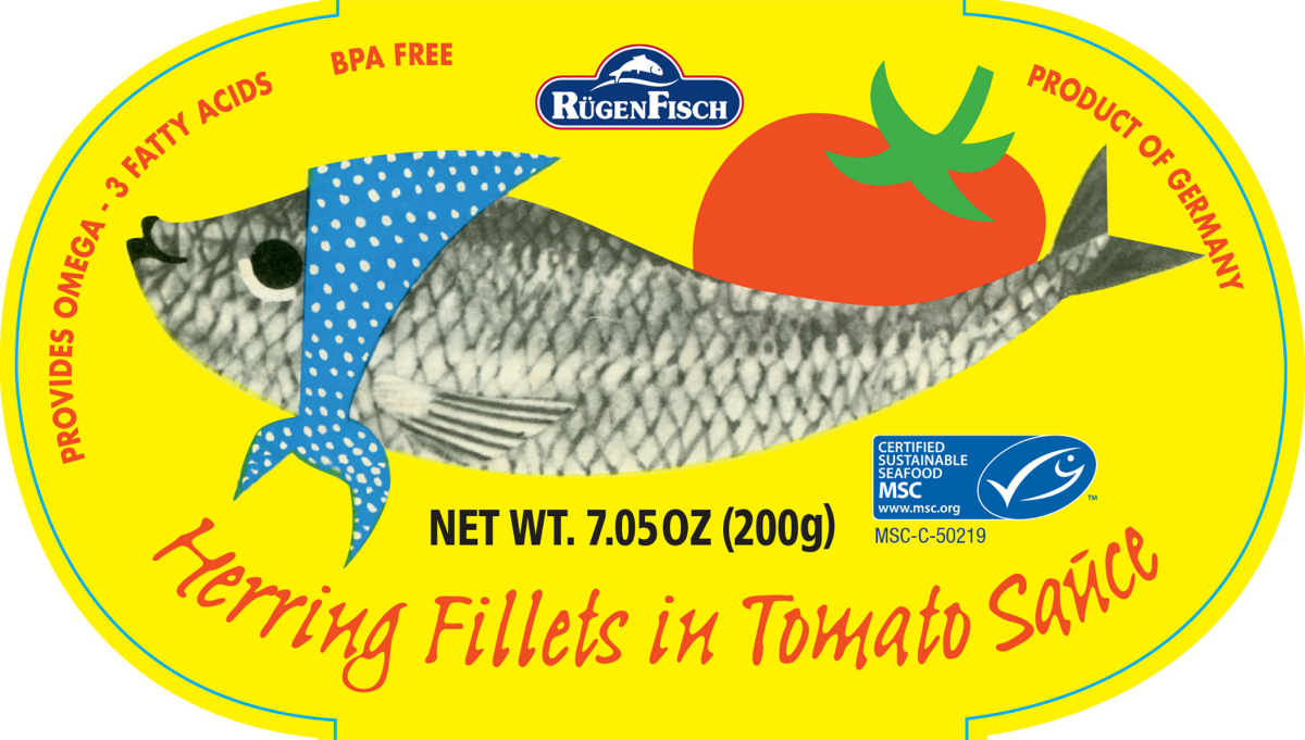 slide 1 of 1, Rugen Fisch Rugenfisch Herring in Tomato Sauce, 7.05 oz