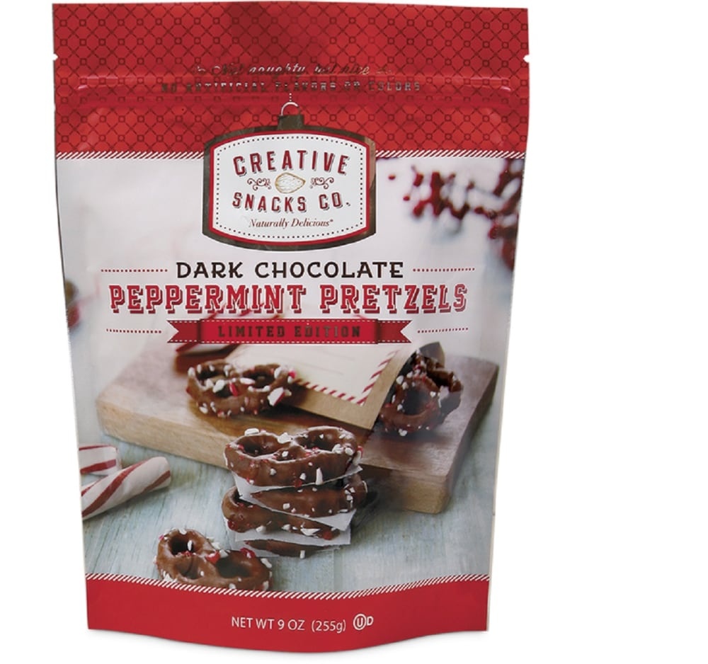 slide 1 of 1, Creative Snacks Co. Limited Edition Dark Chocolate Peppermint Pretzels, 9 oz