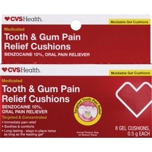 slide 1 of 1, CVS Health Medicated Tooth And Gum Pain Relief Gel Cushions, 8 ct
