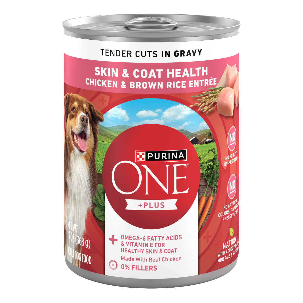 slide 1 of 17, Purina ONE Tender Cuts Skin & Coat ??Chicken & Brown Rice Wet Dog Food - 13 oz. Can, 13 oz