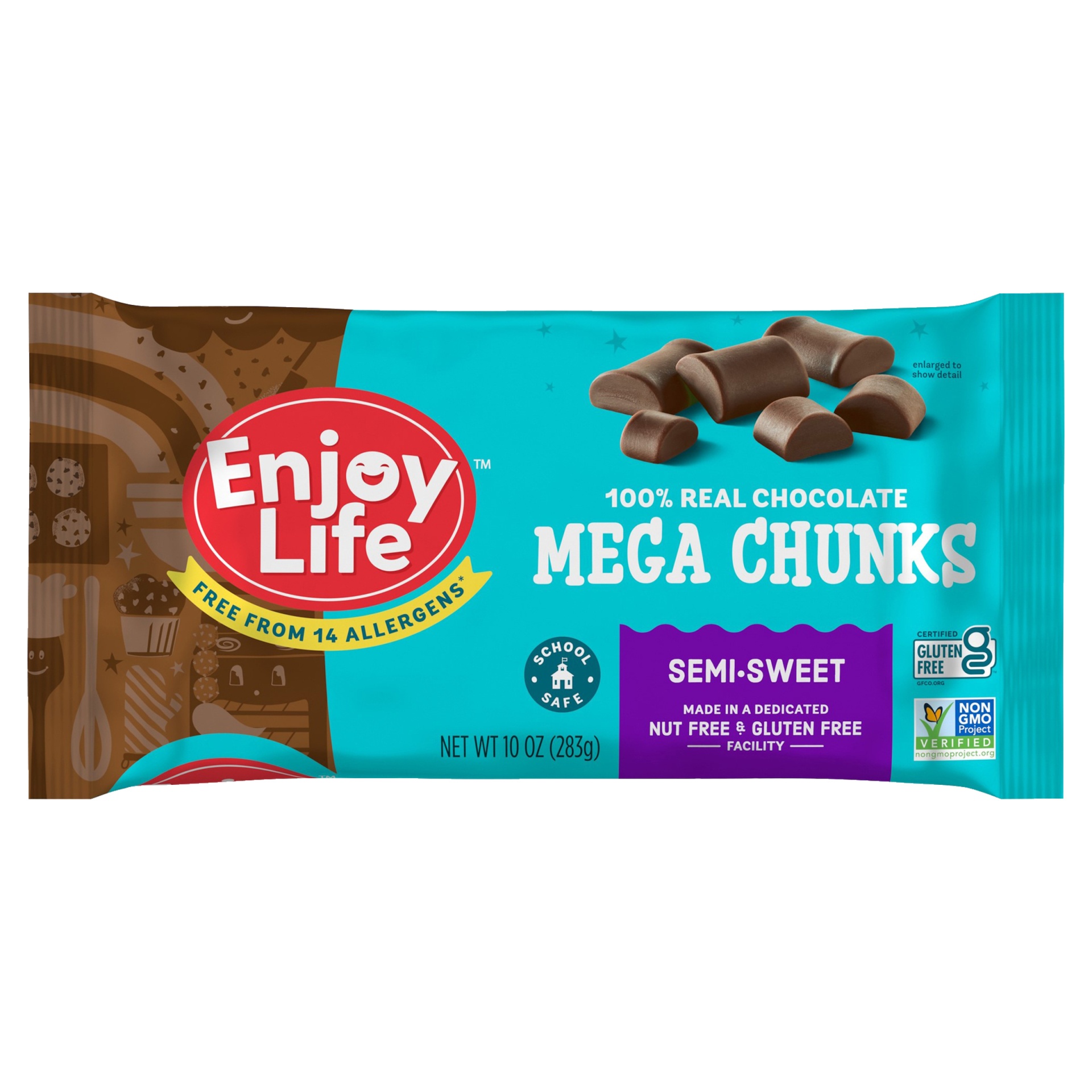 slide 1 of 1, Enjoy Life Semi-Sweet Dairy Free Vegan Mega Chunk Chocolate Chips - 10oz, 10 oz