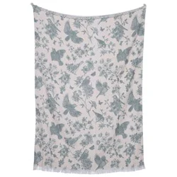 Haven + Key Bird Print Oversized Throw Blanket - Green