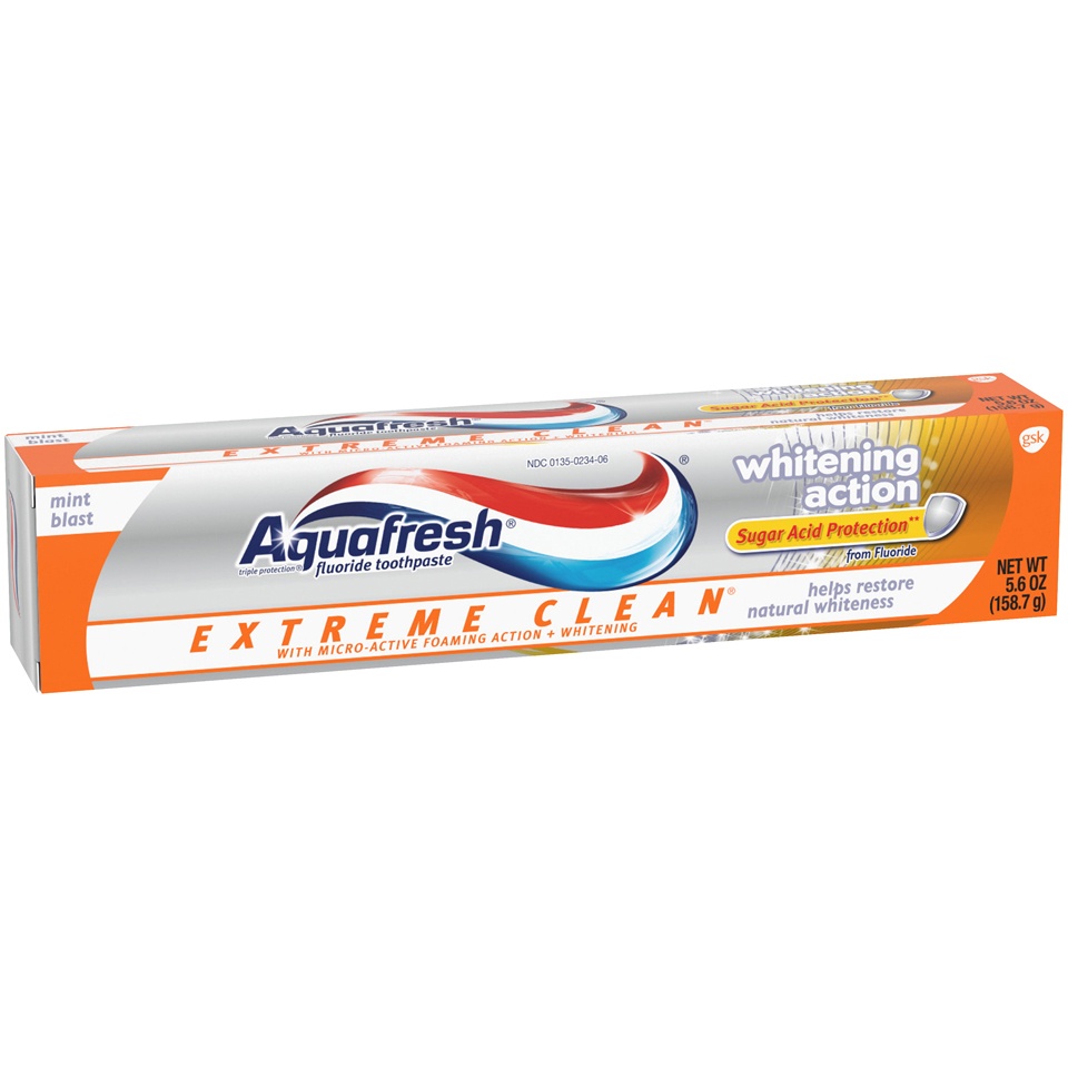 slide 2 of 3, Aquafresh Extreme Clean Whitening Action Fluoride Toothpaste - Mint Blast, 5.6 oz