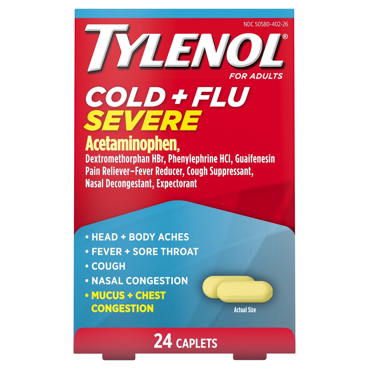slide 1 of 9, Tylenol Cold & Flu Severe Multi Symptom Caplets - Acetaminophen - 24ct, 24 ct