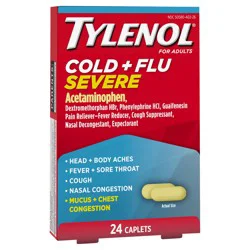 Tylenol Cold + Flu Severe Caplets for Multi-Symptom Relief, 24 ct.