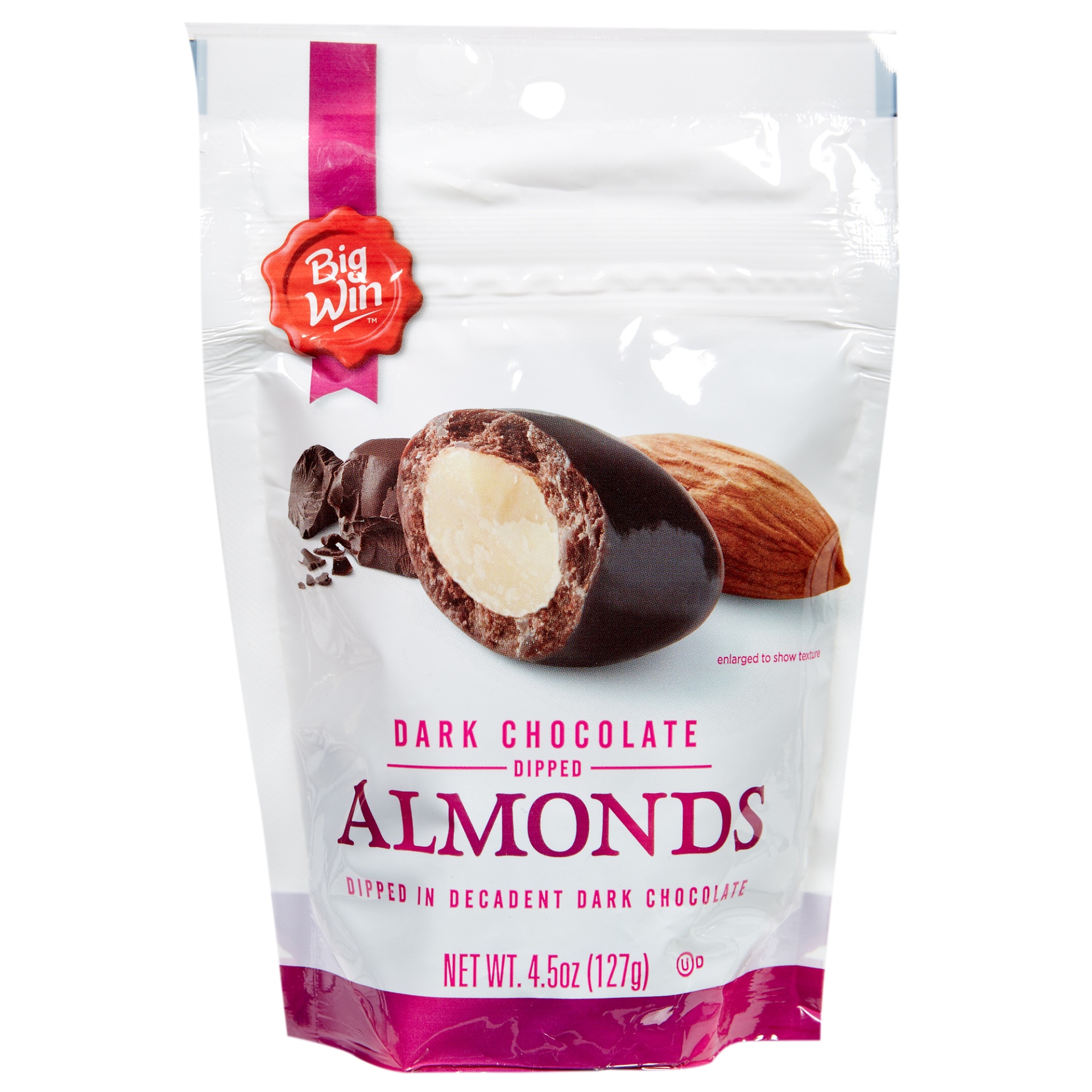 slide 1 of 2, Big Win Dark Chocolate Almonds, 4.5 oz