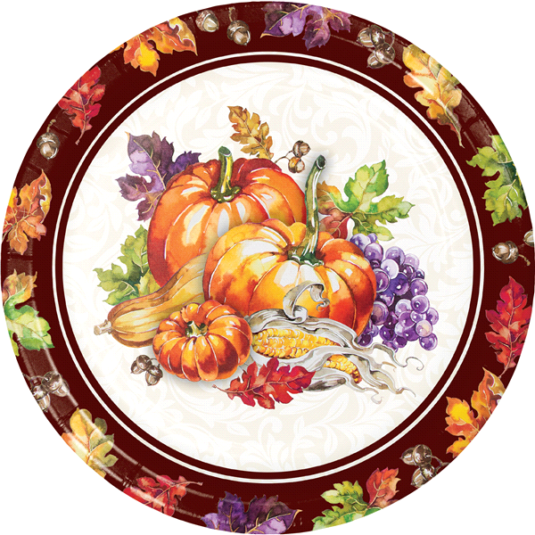 slide 1 of 1, Creative Converting Thanksgiving Cornucopia Lunch Plate, 8 ct