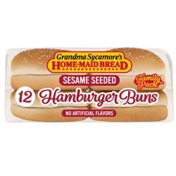 Grandma Sycamore's Sesame Seeded Hamburger Buns, 12 count, Hamburger Buns, 31.5 oz Bag