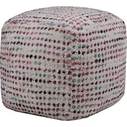 Haven & Key Textured Square Pouf - Multi Color