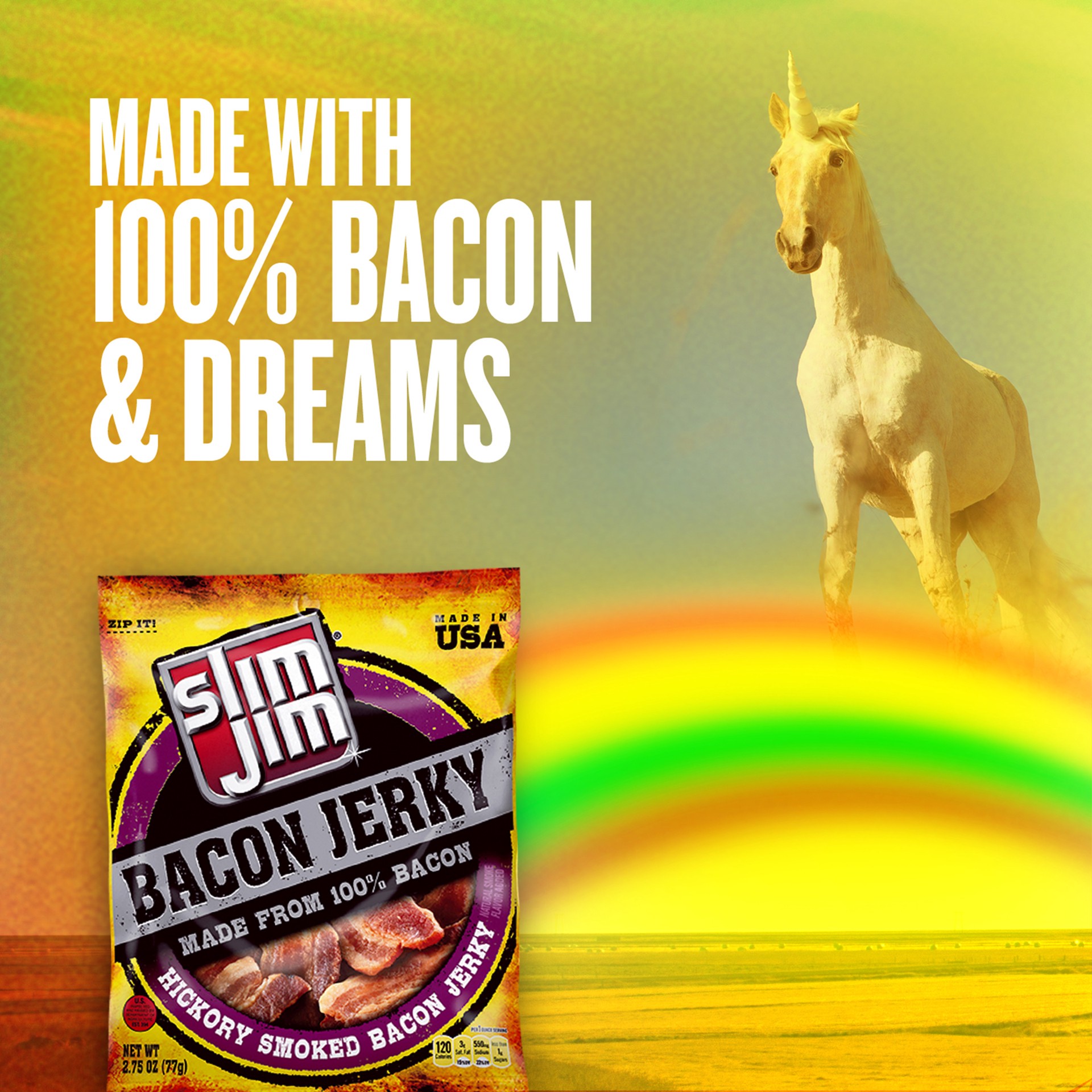 slide 3 of 4, Slim Jim Hickory Smoked Bacon Jerky 2.75 oz, 2.75 oz