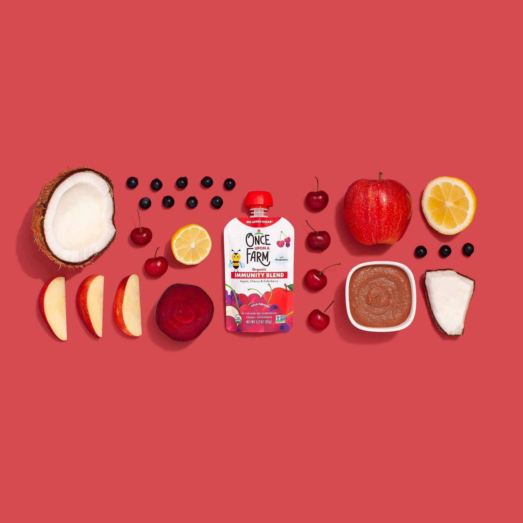 slide 3 of 4, Once Upon a Farm 4 Pack Organic Immunity Blends with Probiotics 4 - 3.2 oz Pouches, 4 ct